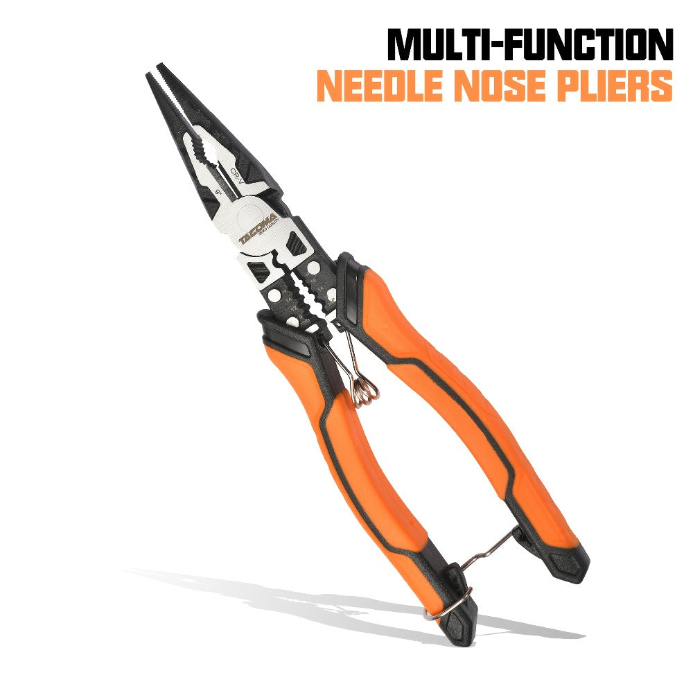 Pliers Set 9-in-1 Multi-Function Industrial Grade, 8.5¡± Lineman Pliers, 8.5¡± Long Nose Pliers, 8¡± Diagonal Side Cutters, CRV Steel TPR Handle Wire Stripper Crimper Cutter for Electrical & Auto Repair