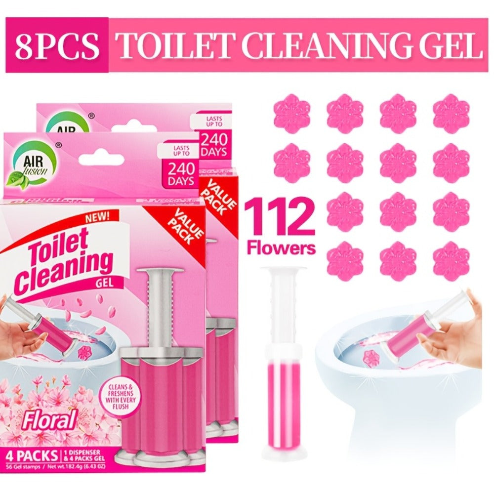 Toilet Cleaning Gel Stamp with Dispenser, Toilet Bowl Freshener & Cleaner Gel Stamps Prevent Scale & Toilet Ring, 6 Scents ¨C Ocean, Lavender, Floral, Peach, Lemon, Pine ¨C 4 Pcs or 8 Pcs Pack