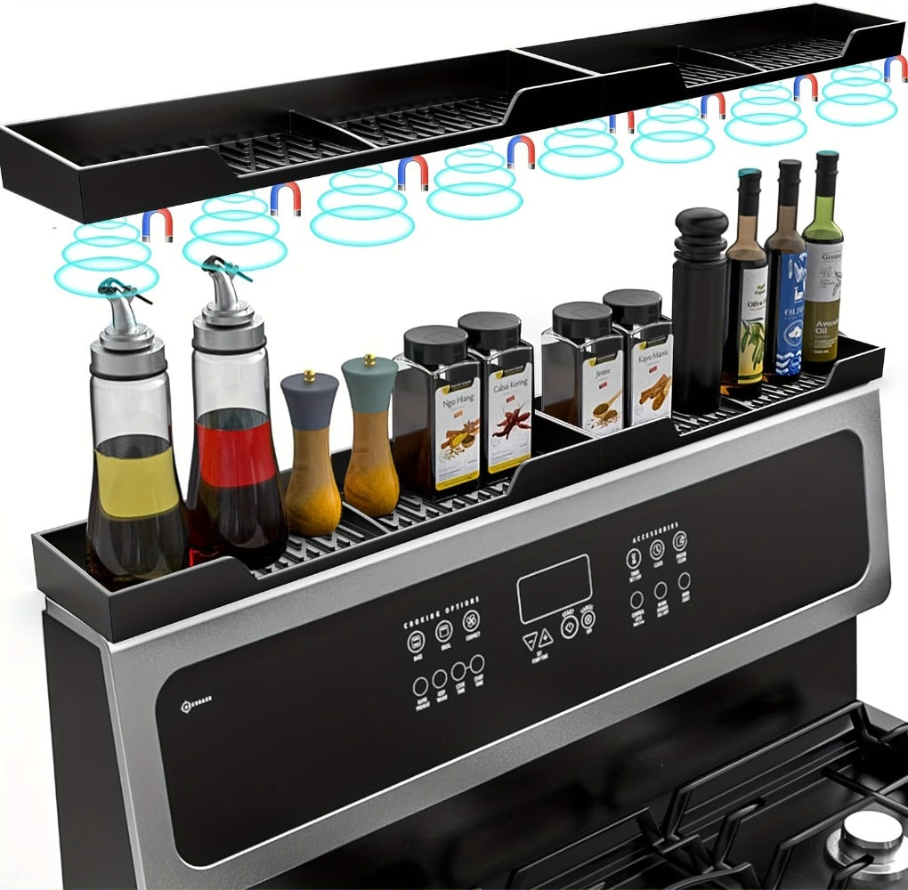 Silicone Stove Organizer Rack with Suction Cups | Heat-Resistant, Dishwasher-Safe Spice Holder for Kitchen Countertop ¨C 30 Inch