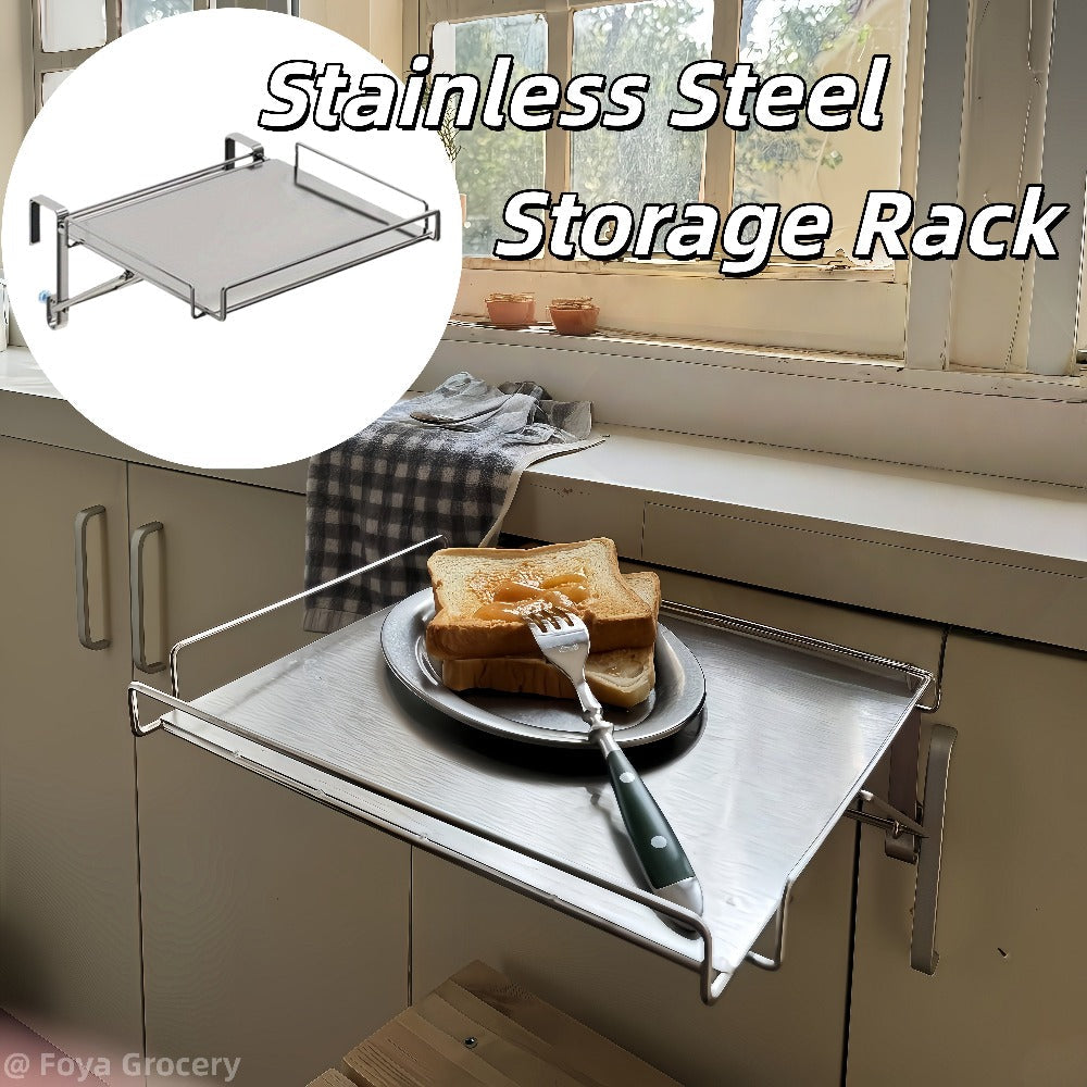 Foldable Stainless Steel Kitchen Storage Rack ¨C Cabinet Door Organizer & Countertop Shelf for Kitchen, Bathroom & Pantry | Space-Saving Multi-Use Hanging Rack