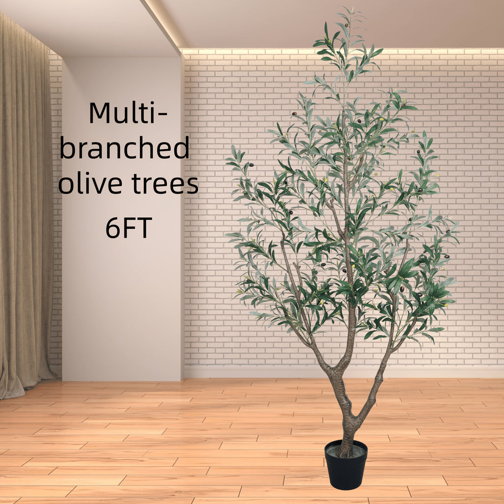 Artificial Olive Tree Indoor Tall Faux Potted Plant with Lifelike Leaves and Fruits for Living Room Office Bedroom Porch Home Decor Housewarming Gift 5FT 6FT 7FT
