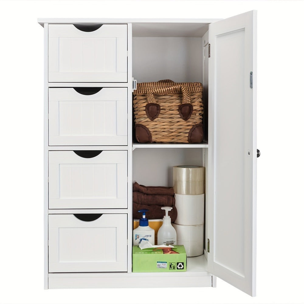 Bathroom Storage Cabinet with Drawers ¨C Waterproof Freestanding Floor Cabinet with 4 Drawer Organizer for Bathroom, Bedroom, Living Room