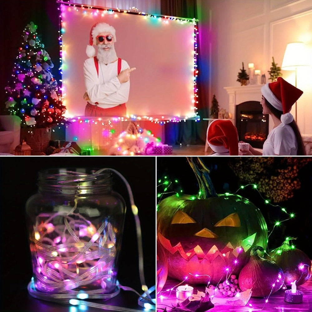 RGB Smart Fairy String Lights with App & Remote Control, Music Sync, IP65 Waterproof, USB Powered Multicolor LED String Lights for Bedroom, Outdoor, Christmas, Party, Wedding Decoration