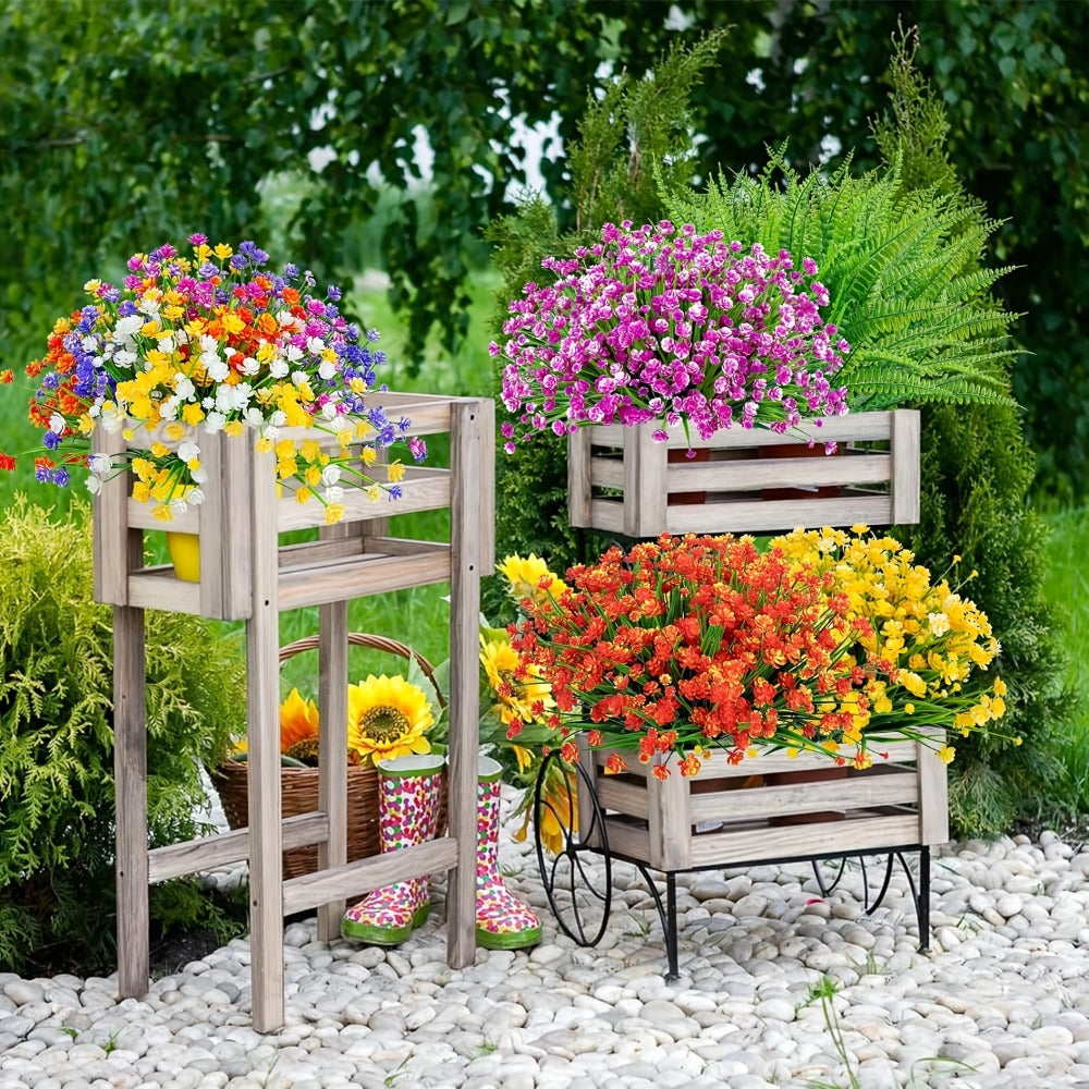 Artificial Flowers Outdoor UV Resistant 40 Bundles Fake Flowers for Home Garden Decor, Faux Floral Greenery Shrubs Plants for Party Table DIY Decoration Mix Colors