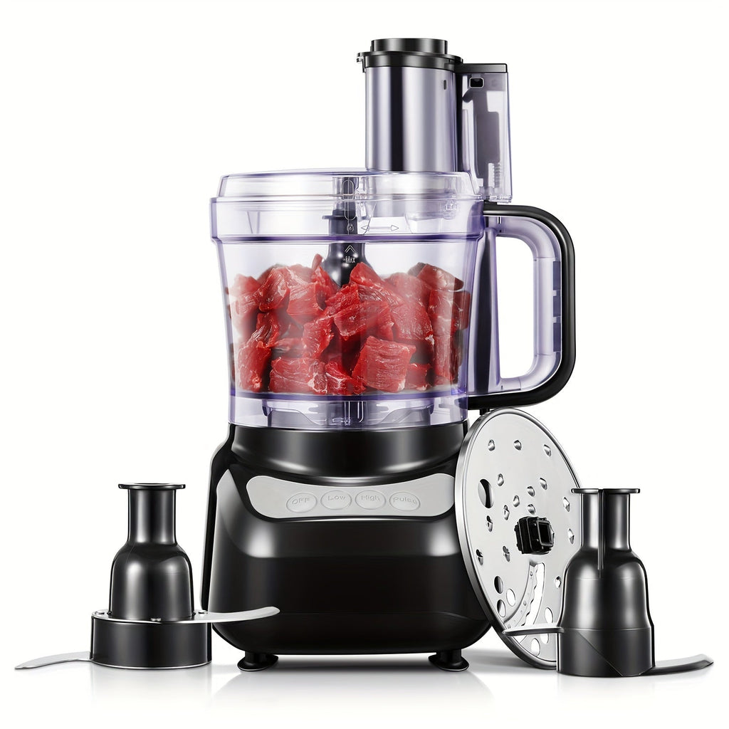 12 Cup Food Processor 6 Functions - Chopping, Slicing, Shredding, Purees & Dough, Large Capacity Electric Kitchen Food Processor for Meal Prep, Vegetables, Fruits & Baking, Black