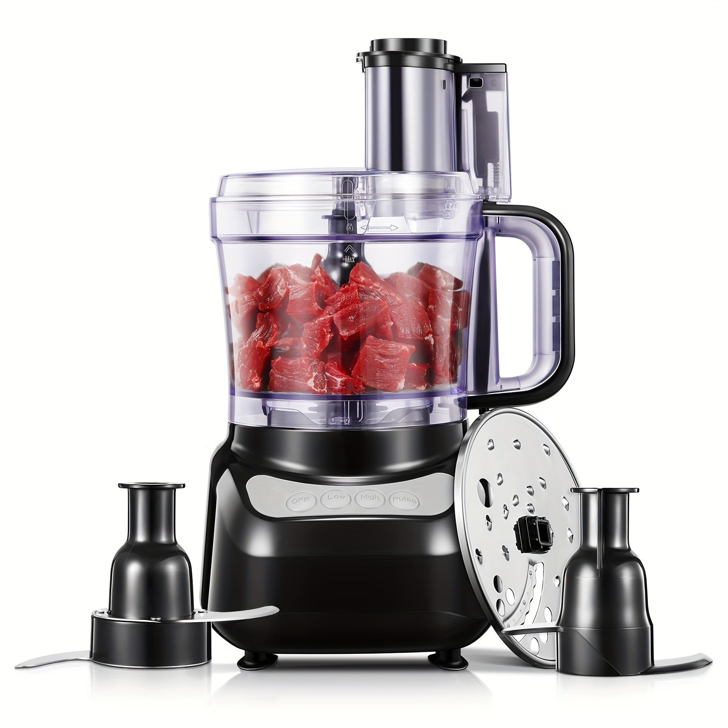 12 Cup Food Processor 6 Functions - Chopping, Slicing, Shredding, Purees & Dough, Large Capacity Electric Kitchen Food Processor for Meal Prep, Vegetables, Fruits & Baking, Black