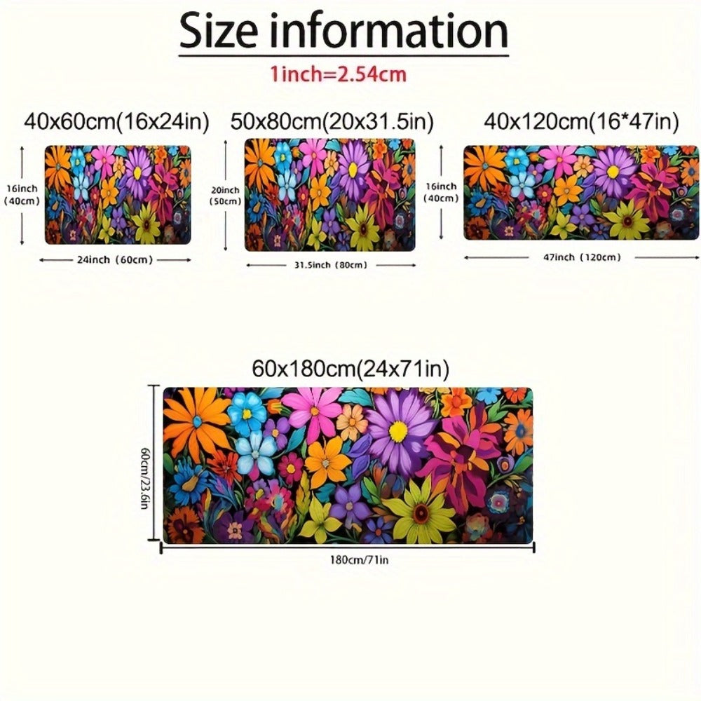Kitchen Mat Floral Design ¨C Soft Non-Slip Rectangular Rug, Machine Washable 100% Polyester Floor Mat for Kitchen, Bathroom, Laundry Room, Living Room & Bedroom