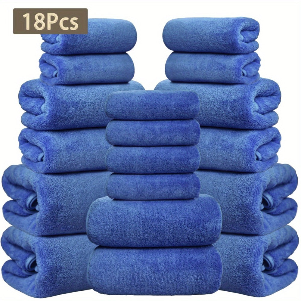 Coral Velvet Bath Towel Set 18pcs ¨C 4 Bath Towels 4 Hand Towels 10 Washcloths Hotel Quality Soft Absorbent