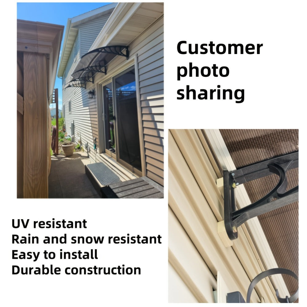 Door Window Awning Canopy 120x38 Inch Polycarbonate Rain Sun UV Snow Shield with Aluminum Bracket Easy Install Outdoor Porch Patio Entrance Shelter