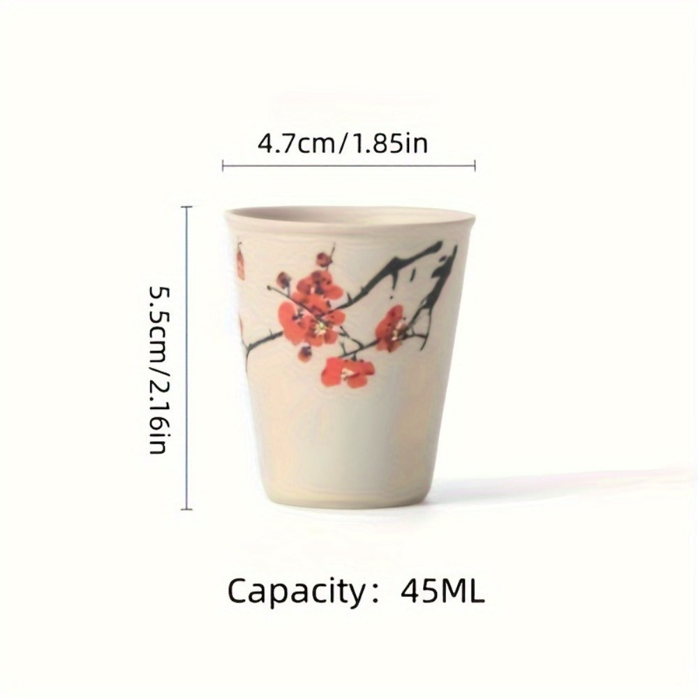 8pcs Chinese Ceramic Tea Cup & Saucer Set, Porcelain Kung Fu Tea Set for Tea Lovers, Wedding Favors, Cultural Gifts