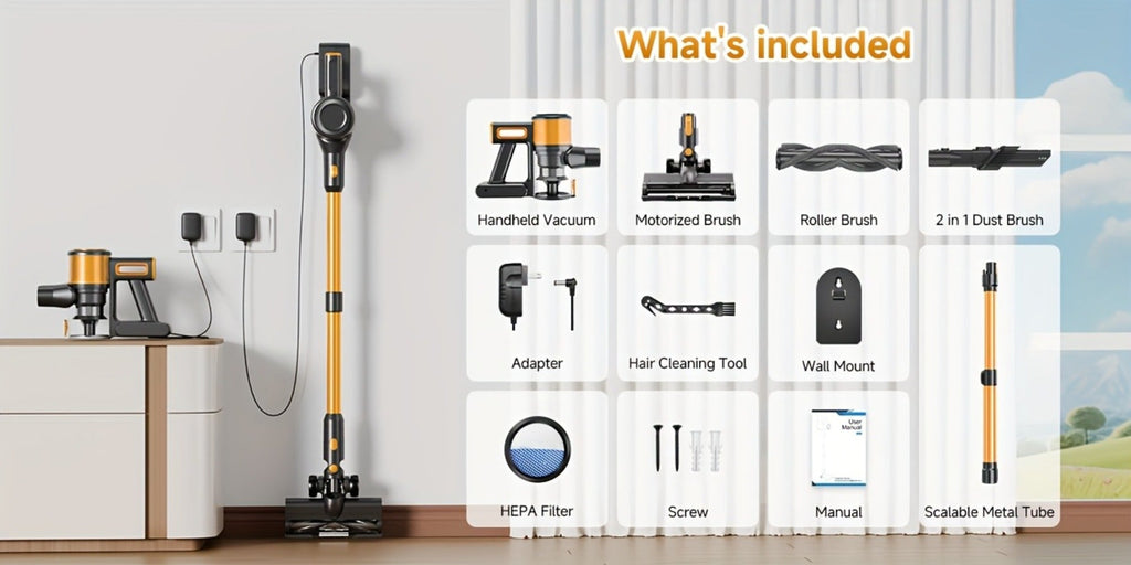 Cordless Stick Vacuum Cleaner 60Kpa 55-Min Runtime - Anti-Tangle Lightweight Handheld Vacuum for Hardwood Floor Carpet Pet Hair Corded Cordless 2200mAh Battery
