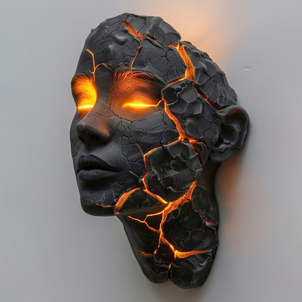 3D Wall Lamp Shattered LED Night Light Broken Face Moving Effect ¨C Gothic Plug-In Wall Decor Light for Bedroom, Living Room, Bar, Cafe & Game Room, Unique Home Lighting Gift