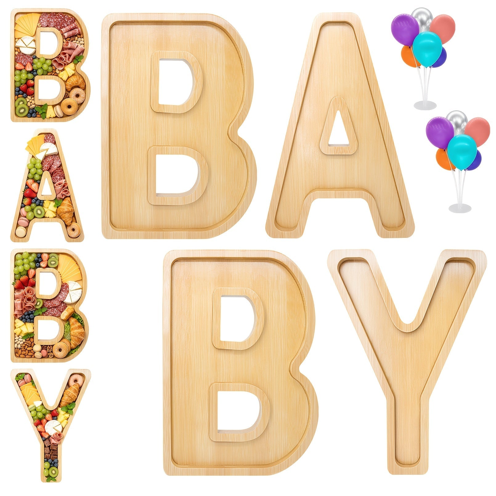 Graduation Charcuterie Board Decorations 4pcs Wooden Number Box with 14 Balloons ¨C 2026 GRAD Fillable Party Supplies