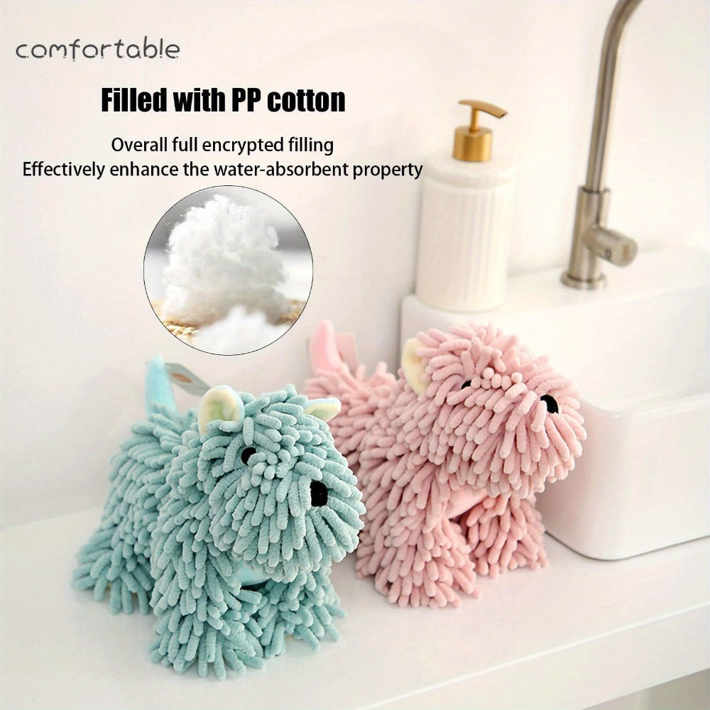 Microfiber Kitchen Towels Super Absorbent Cute Puppy Cartoon Design Dish Towels for Kitchen Bathroom Hand Towel Knit Fabric Quick Dry Blue Gray Pink Brown