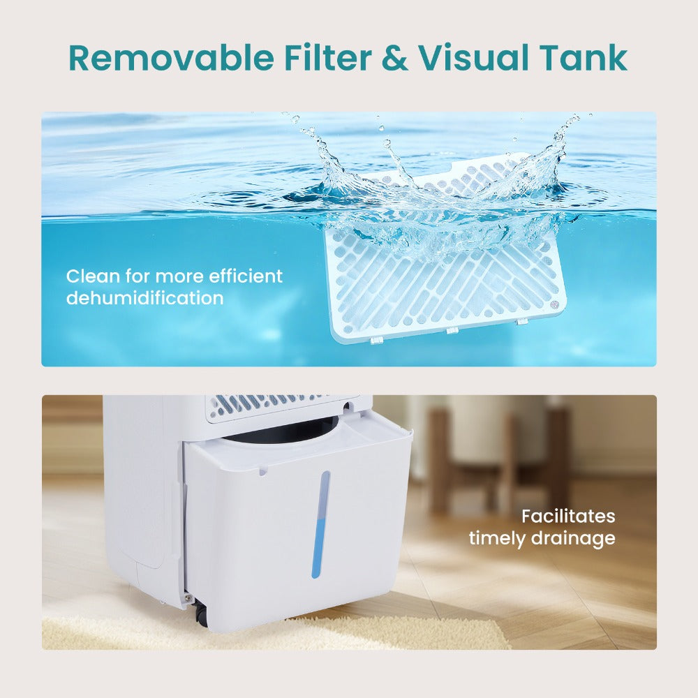 Dehumidifier for Basement 50 Pint 5500 Sq Ft with Drain Hose, Portable Home Dehumidifier for Large Room Bedroom Bathroom, 3 Modes Auto Shut-Off Quiet Fan Washable Filter Humidity Control
