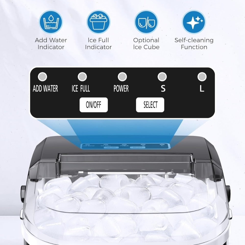 Ice Maker Machine ¨C Nugget Ice & Bullet Ice Countertop, 26-35 Lbs Daily, One-Button Operation, Self-Cleaning, Portable Ice Maker with Ice Scoop for Home, Kitchen & Office