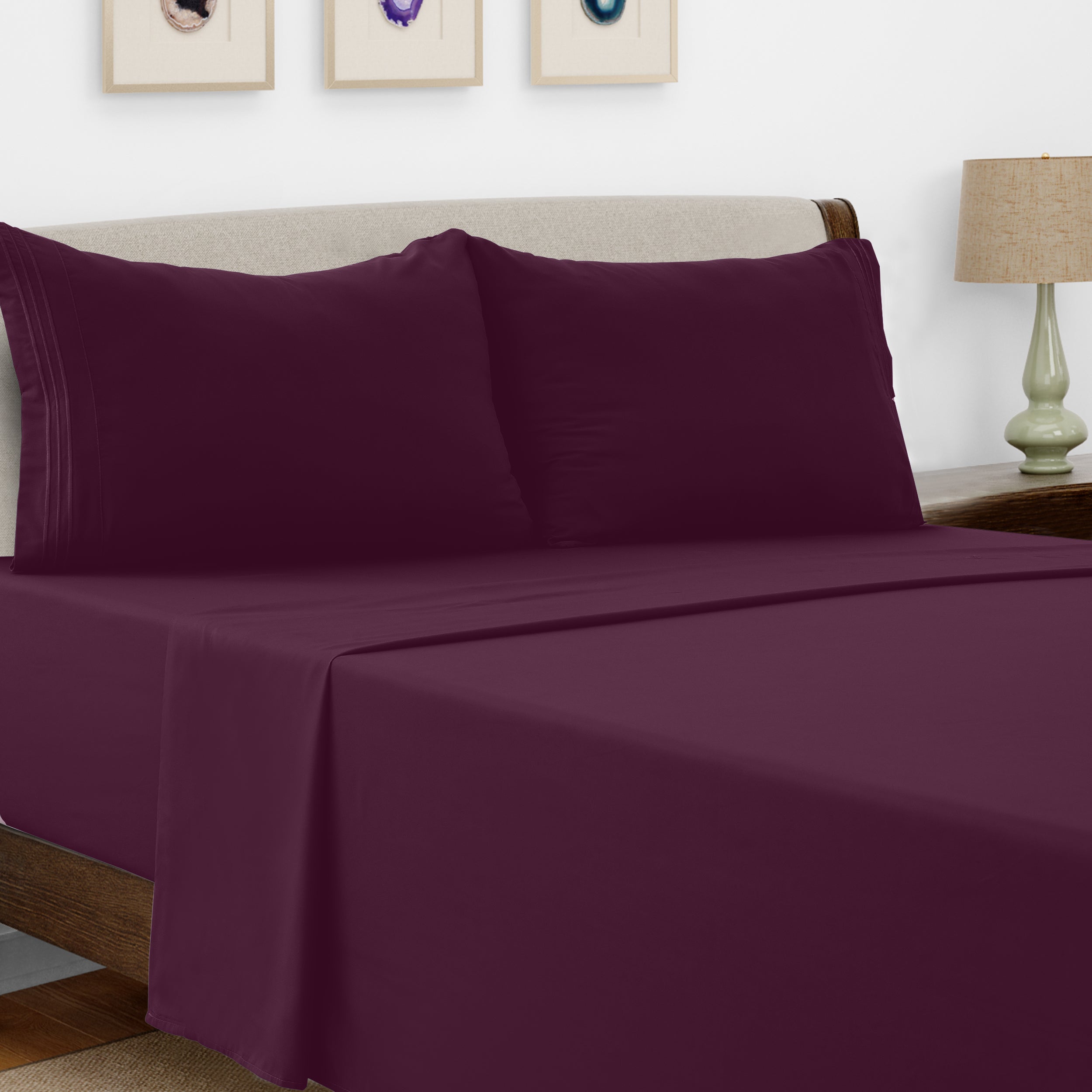 Microfiber Bed Sheet Set 4 Piece - Soft Breathable Deep Pocket 16 inch Fitted Sheet, Flat Sheet & Pillowcases, Wrinkle Fade Resistant Bedding for All Seasons Twin Twin XL Full Queen King Cal King, 24 Colors