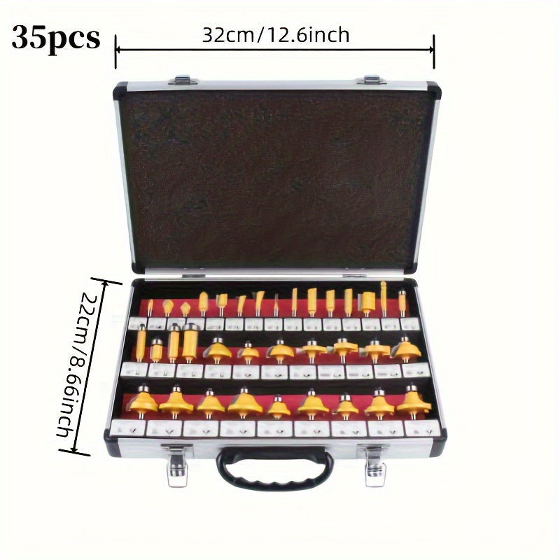 Woodworking Router Bit Set 24 35PCS Carbide Tipped 1/4 Inch Shank Precision Cutting Tools with Durable Metal Case for Wood Routing Milling Trimming Joinery Professional DIY
