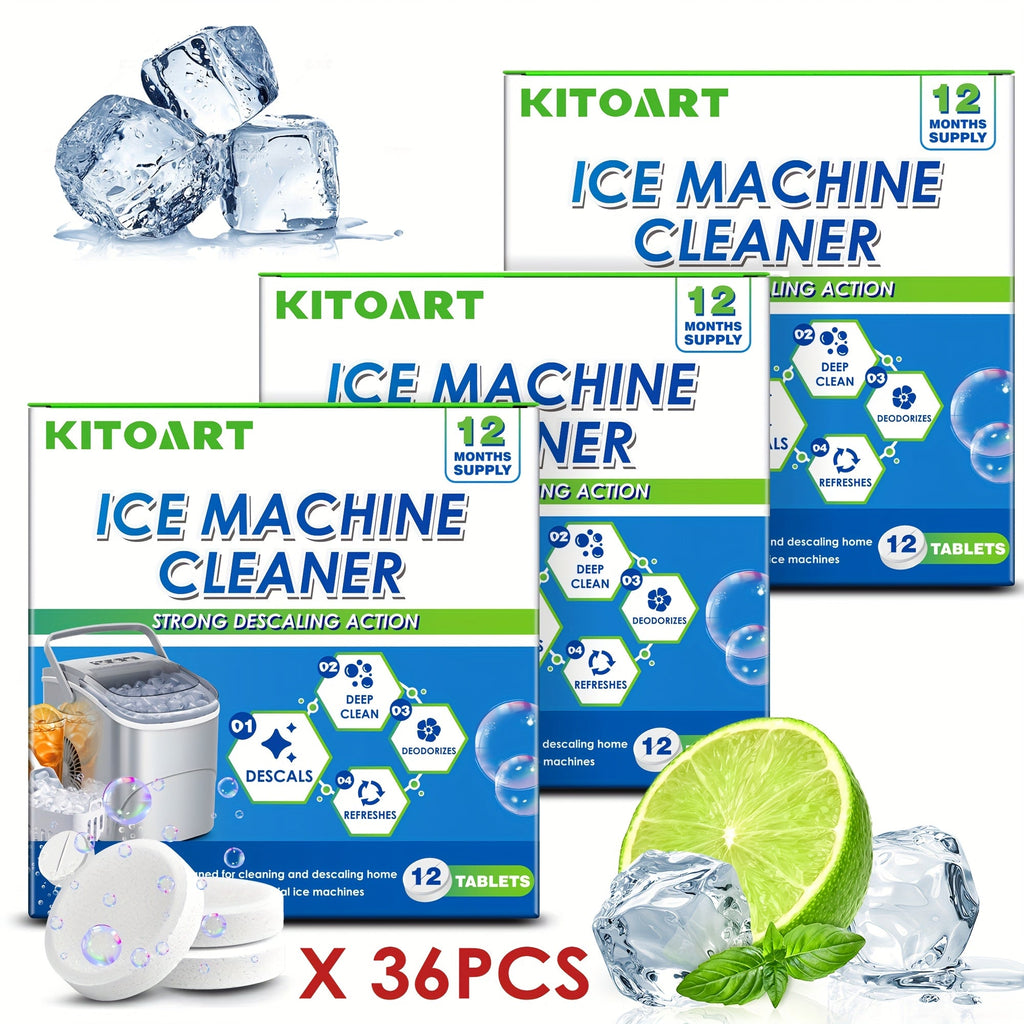 Ice Maker Cleaning Tablets Descaler 12/24/36 Pack, Food Grade Citric Acid Ice Machine Cleaner for Countertop Portable Commercial Ice Makers, Deep Clean Deodorize Remove Limescale