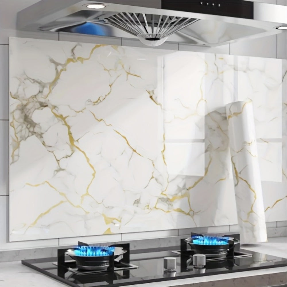 3D Marble Peel and Stick Wall Tile Stickers Self Adhesive Removable Wallpaper Roll for Kitchen Backsplash Bathroom Living Room Bedroom Wall Decor Glitter Glam Glossy Finish