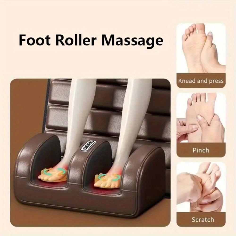 Full Body Heating Massager Set ¨C PU Leather Massage Chair Pad with Neck Massager, Leg Massager, Lumbar Pillow & Headrest, Timer, Non-Slip Base, Full Body Heat Massage for Home & Office Relaxation