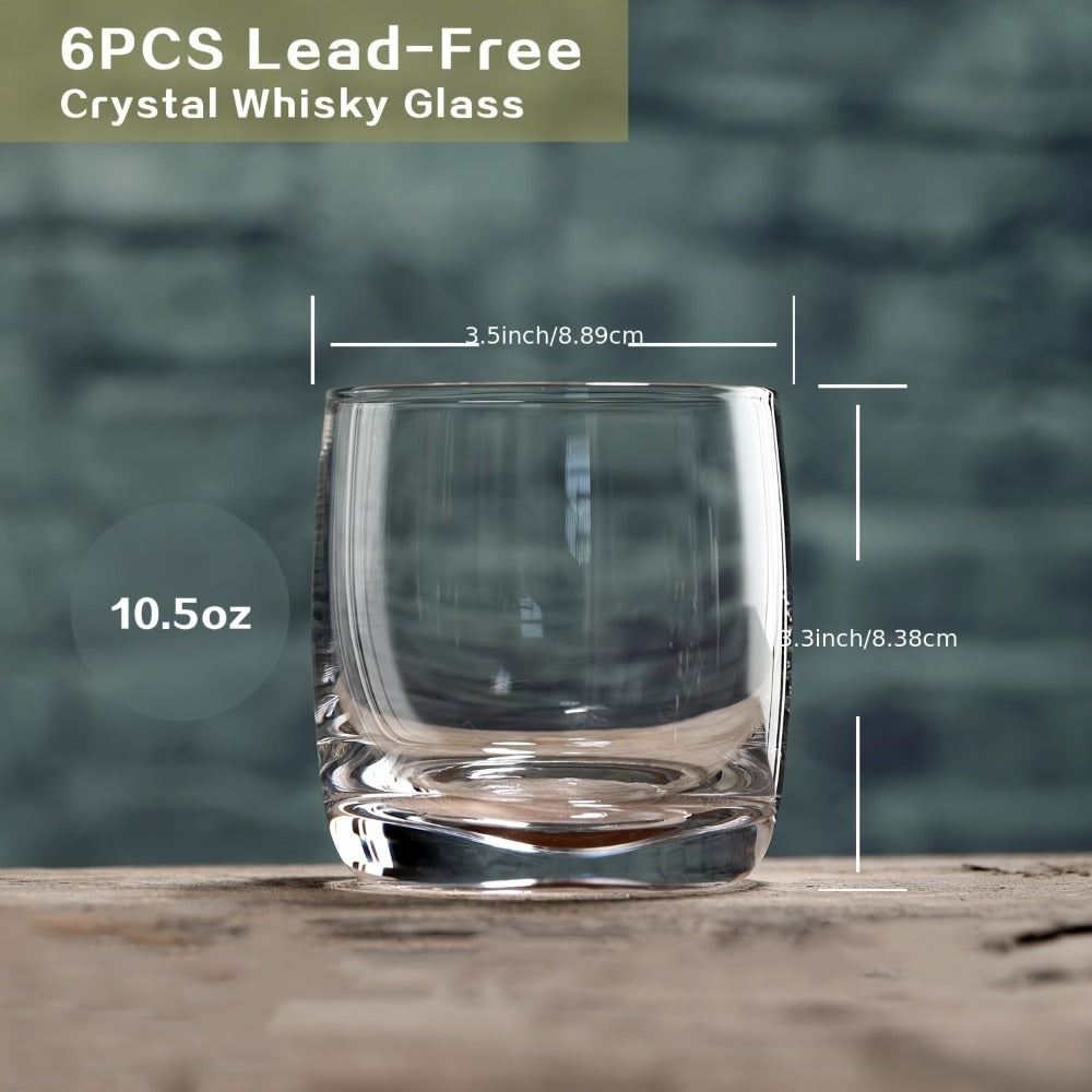 Whiskey Glasses Set of 6 ¨C Premium Crystal Bourbon Rocks Glasses 10.5oz, Clear Drinking Glasses for Scotch Cocktail Whisky Juice, Dishwasher Safe Glassware, Father's Day Gift for Men Dad