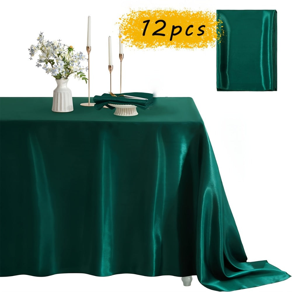 Satin Tablecloth 12pcs 57¡±x102¡± Rectangular Silky Smooth Fabric Table Cover for Wedding Banquet Birthday Party Holiday Event