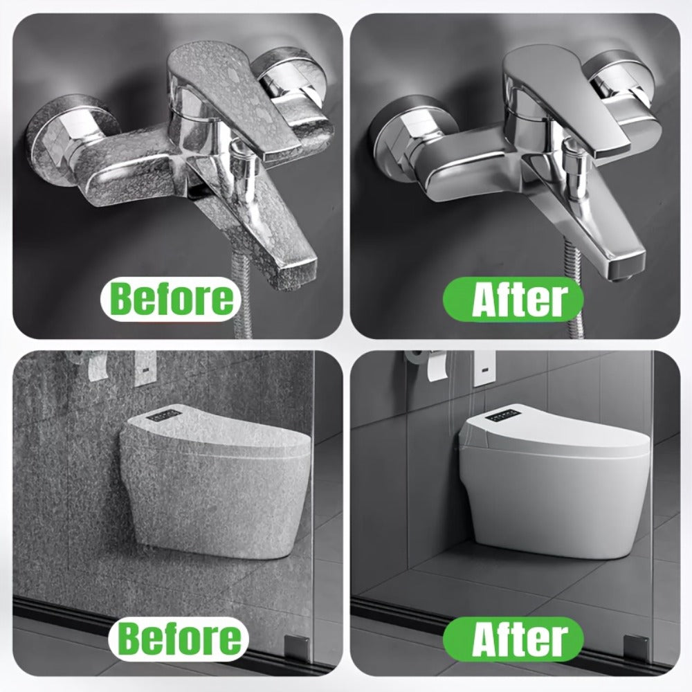 Bathroom Cleaner with Sponge 3.38oz - Deep Cleaning Stain Removal Scrub for Tiles Tub Fixtures - Removes Soap Scum Hard Water Stains Mildew - Multi-Surface Bath Cleaner Shiny Streak-Free Finish