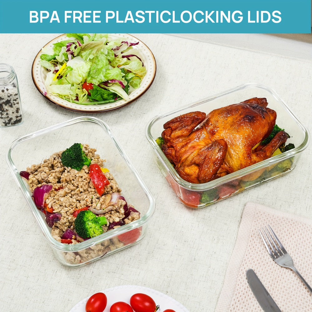 Borosilicate Glass Food Storage Containers 2-Pack 63oz 1860ml Large Airtight Snap Lid Meal Prep Baking Dish Microwave Oven Freezer Dishwasher Safe Green Gray