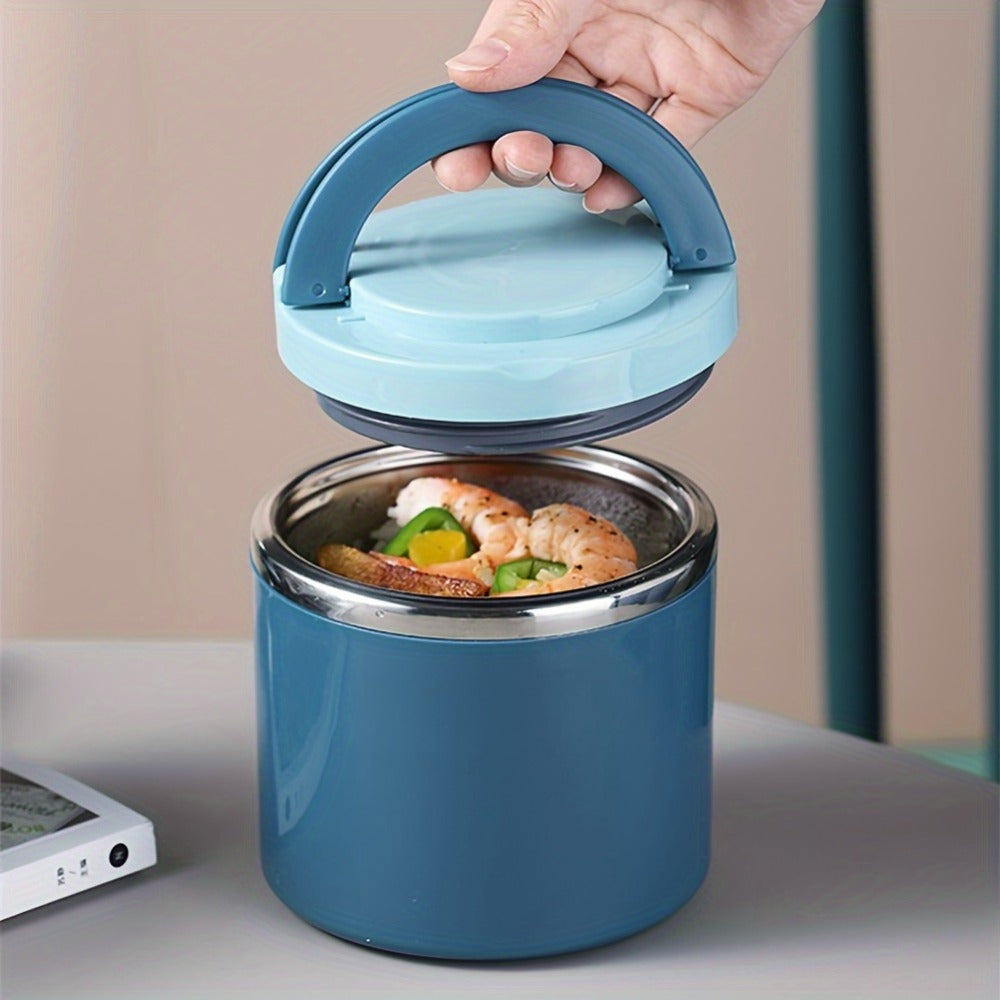 Stainless Steel Lunch Box 630ml Leakproof Stackable Thermal Bento Box with Handle 304 Steel Heat Cold Insulation Container for School Office Camping in Green Pink Blue