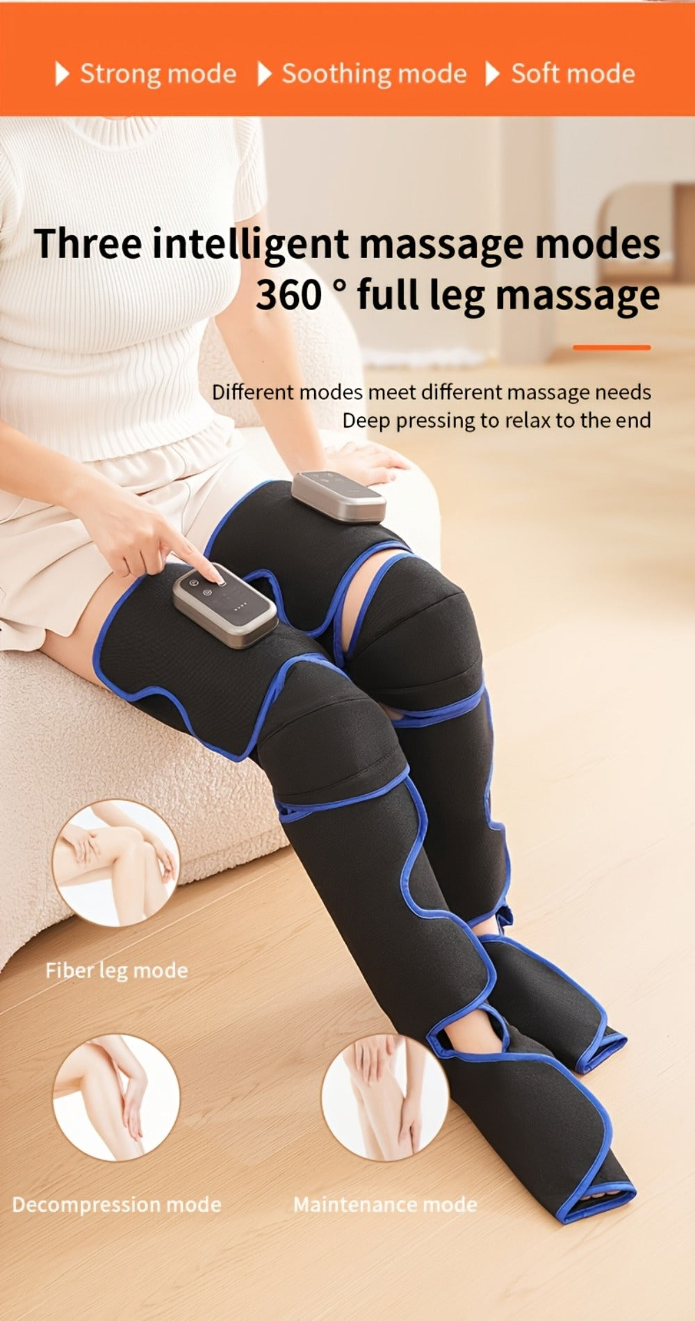 Leg Massager with Heat ¨C Full Leg Air Compression Massager, 4 Modes Wireless Charging, Large Display, Breathable Wrap for Thighs, Shins, Knees, Ankles & Feet, Relief for Swelling, Circulation & Fatigue