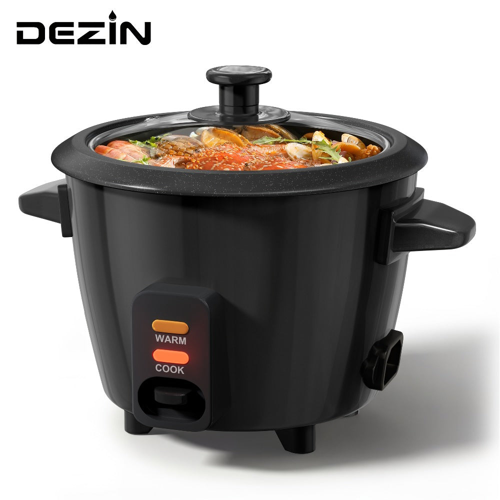 Rice Cooker Small Mini 3-Cup Uncooked 6-Cup Cooked ¨C 1.5Qt Electric Rice Pot with Auto Keep Warm, One-Touch Operation, Oatmeal Cooker & Soup Maker for Individuals & Small Families, Black