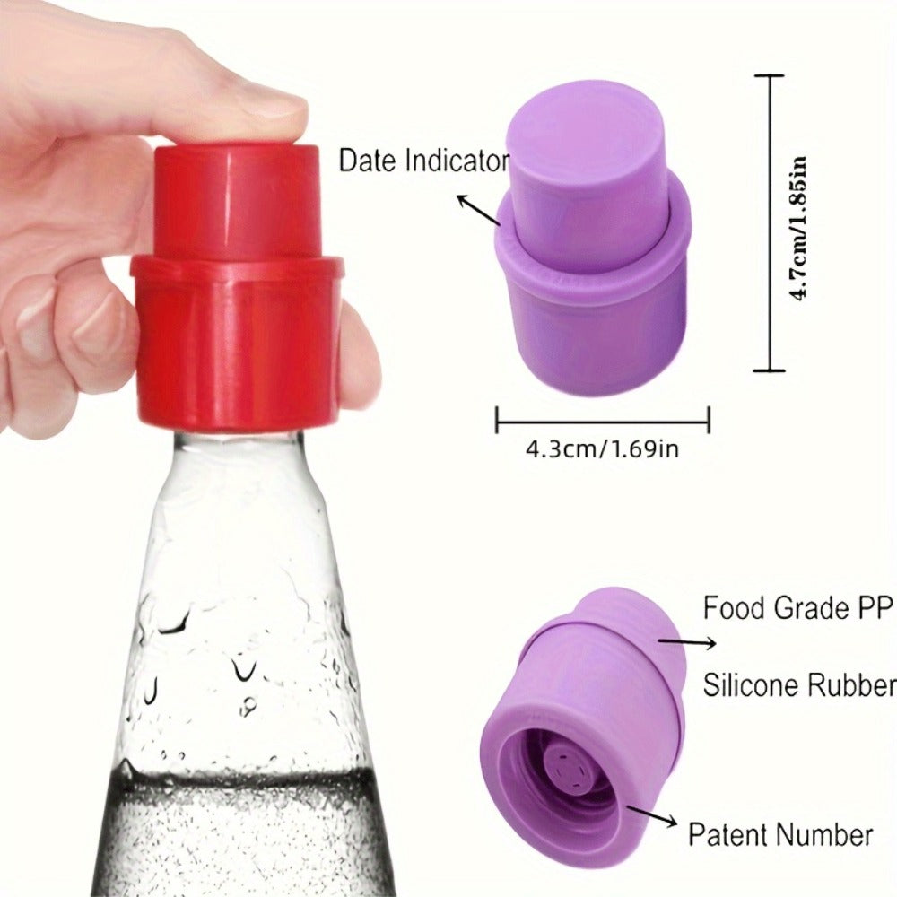 Soda Bottle Caps 3-Pack Carbonation Saver ¨C Squeeze to Restore Bubbles & Lock in Freshness | Leak-Proof Reusable Bottle Caps in Black Red Combo | Fridge Travel Outdoor Kitchen Drink Accessories