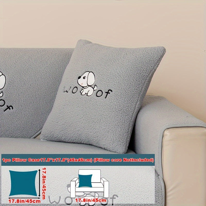 Sherpa Plush Sofa Cover Non-Slip | Thick Fleece Couch Protector, Pet Friendly Furniture Shield, 1 to 4 Seat, Armrest Backrest Pillowcase, Deep Gray Light Gray Coffee Off White