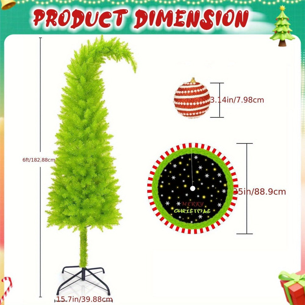6FT Artificial Christmas Tree with Skirt, Balls & Stand ¨C Flexible Full Christmas Tree Set with Unique Decorations for Home, Office & Party ¨C Festive Holiday Decor, Green