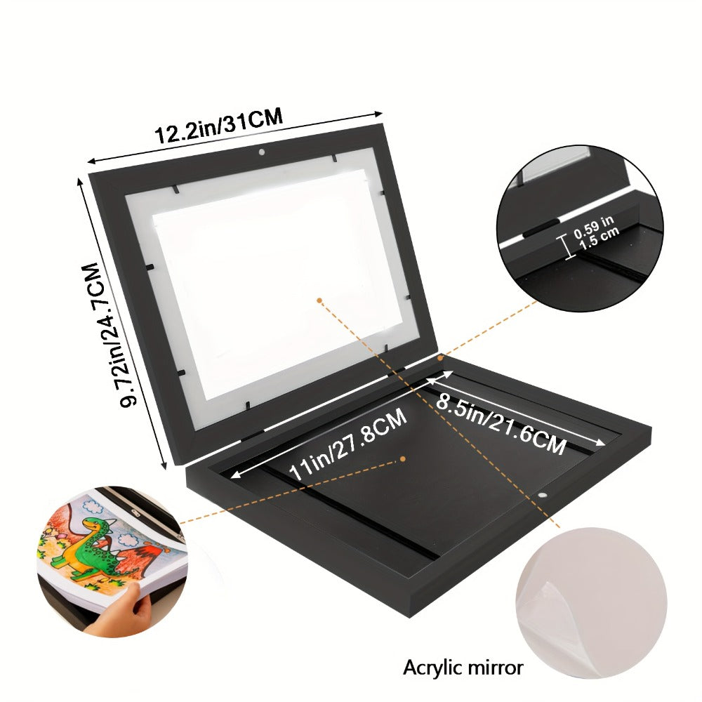 Kids Art Frame Changeable Front-Opening Display ¨C Children Artwork Picture Frame for 8.5x11 & 10x12.5 Drawings, Paintings & School Projects, Perfect Christmas & Holiday Gift, White / Wood / Black, 2/4/8 Pack