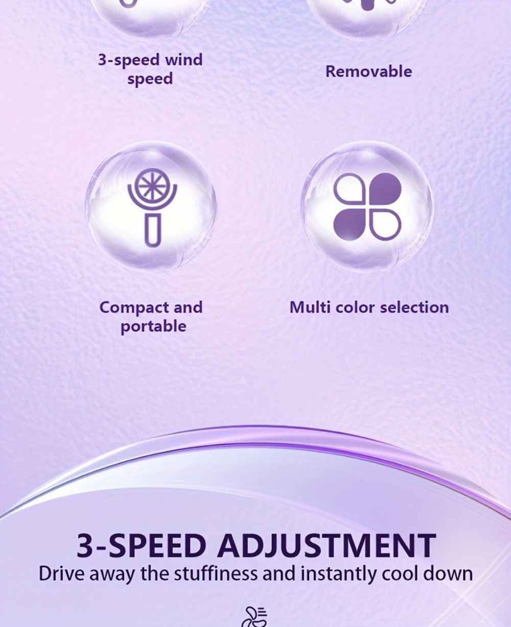 Handheld Fan Mini USB-C Rechargeable 3 Speed 180 Degree Adjustable Portable Personal Fan for Indoor Outdoor Travel Summer Cooling Gift 3 Pack 6 Pack Black Pink Purple