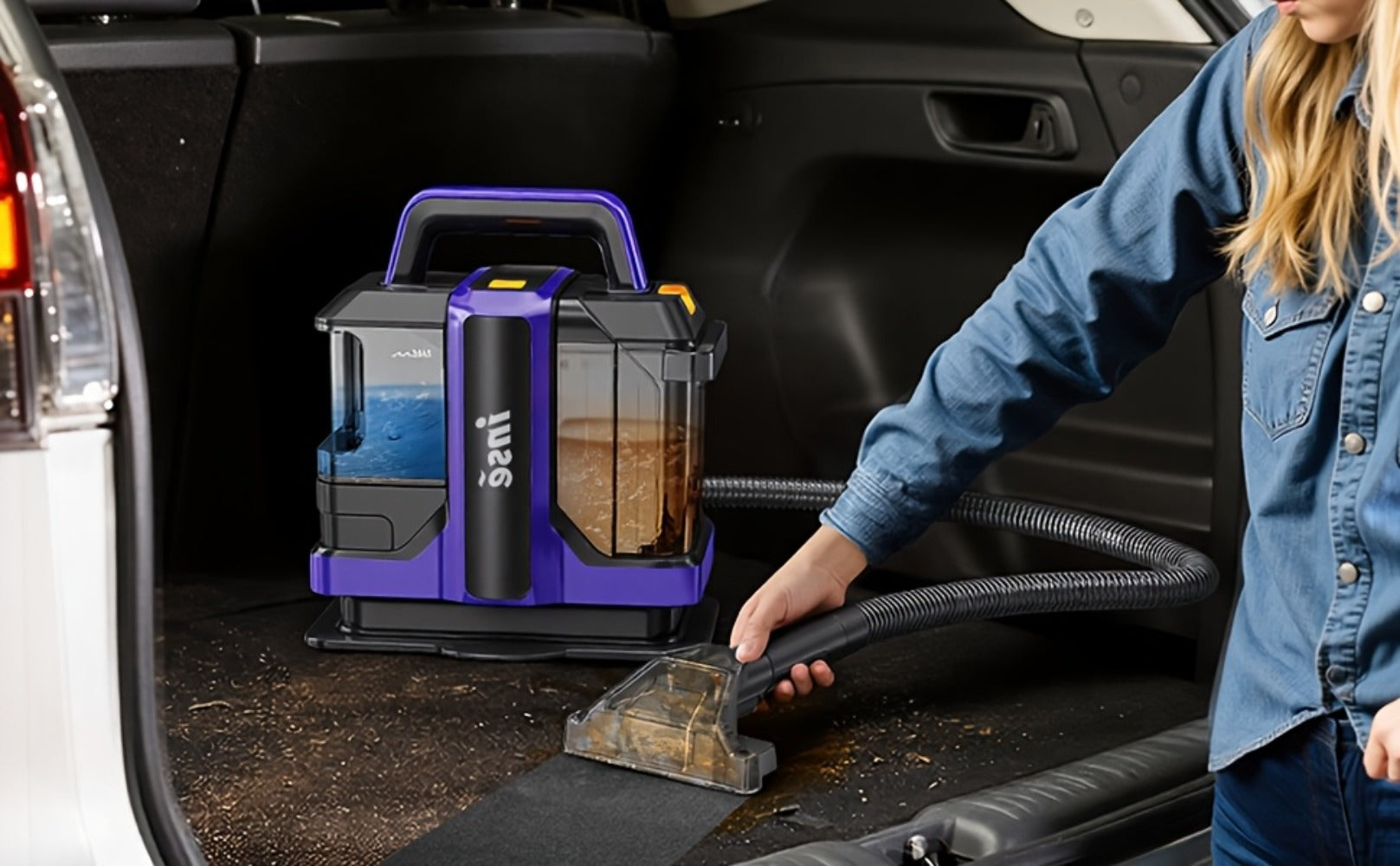 Portable Spot Cleaner for Carpet & Upholstery | Dual Brush Power Suction Stain Remover with Multifunctional Tools ¨C Deep Cleans Sofa, Car Seats, Stairs & Pet Stains