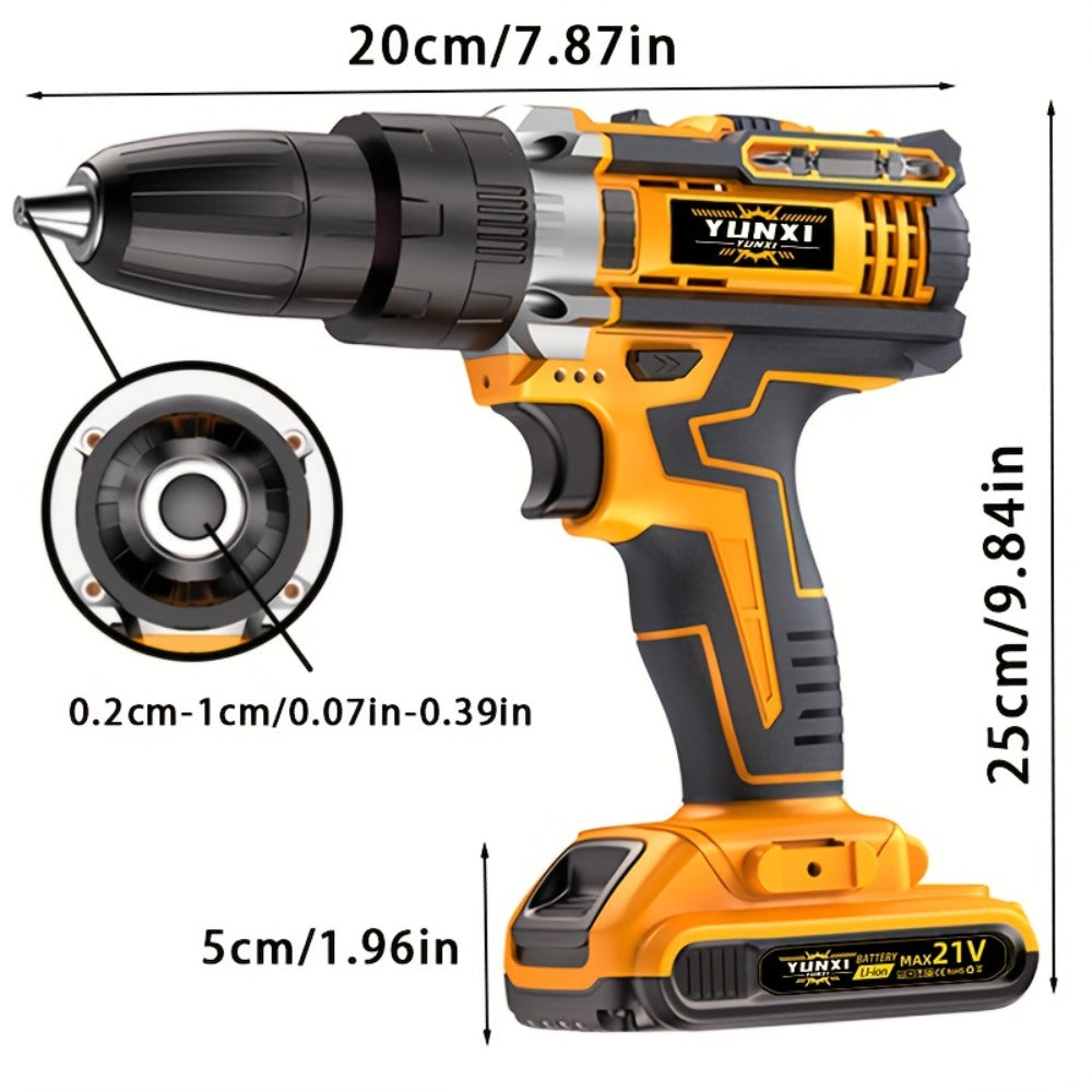 Cordless Impact Drill Set 21V - Wireless Power Drill with Battery & Quick Charger, Multifunctional Tool Kit for Home Repair, DIY Projects & Family Use, Multiple Configurations Available (Gift for Men)