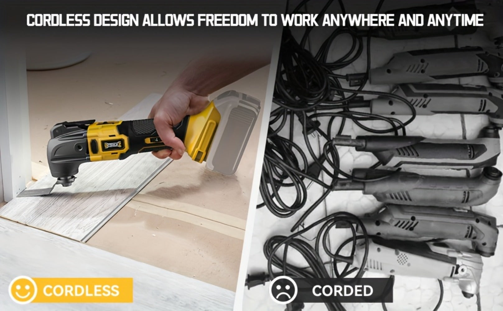 Oscillating Multi Tool Brushless Cordless Compatible with DeWalt 20V / 18V Battery ¨C 21000 OPM Variable Speed, 4.5¡ã Oscillating Angle, Anti-Vibration, Wood Cutting Blades & Sanding Pads (Battery Not Included)