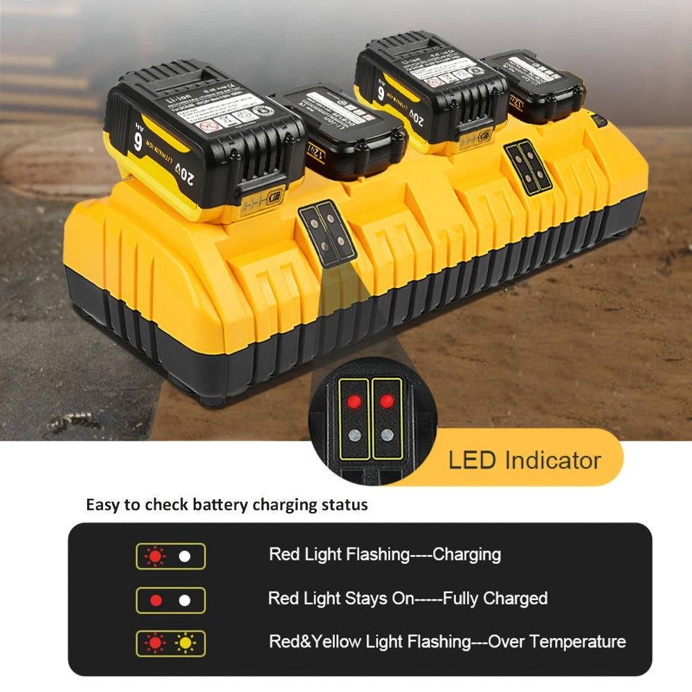 4-Port Battery Charger for DeWalt DCB104 Replacement 20V Max Rapid Charging Station with 2 USB Ports Compatible with 12V 20V DCB127 DCB200 DCB201 DCB204 DCB205 DCB206