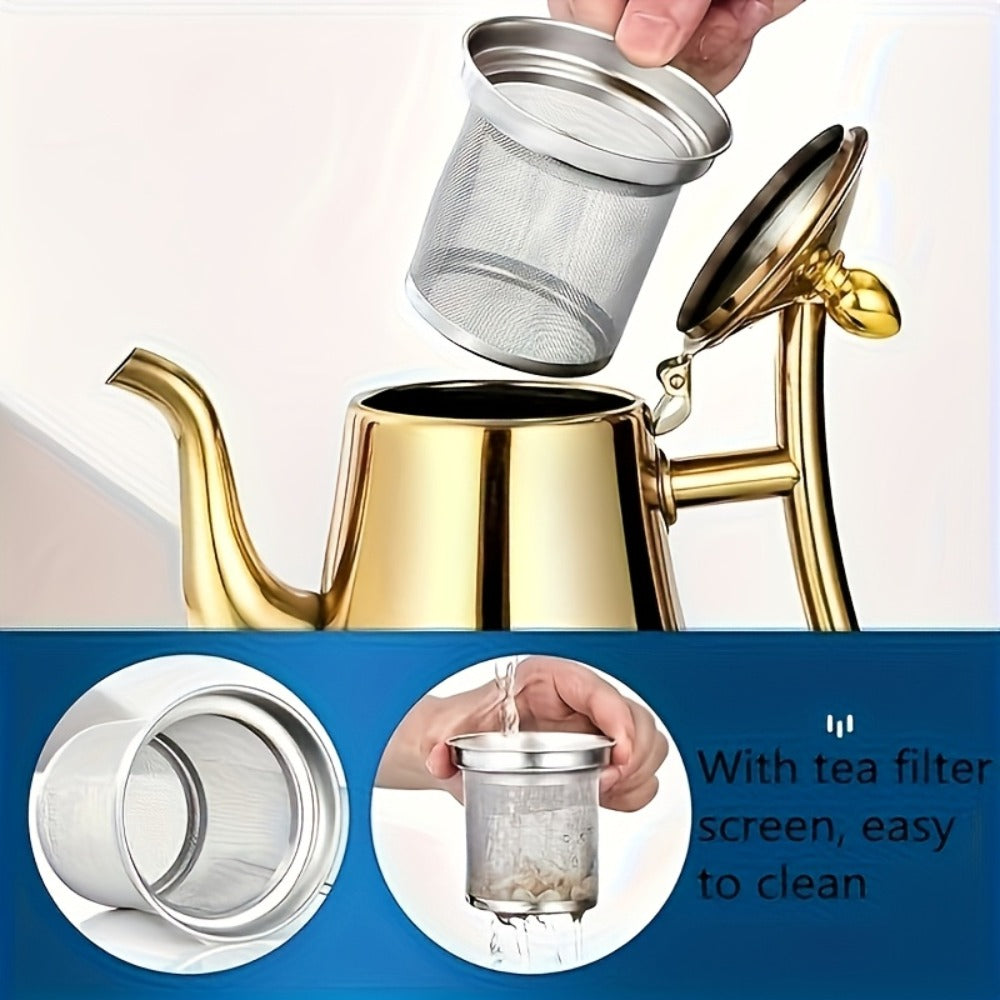 Stainless Steel Tea Kettle with Filter ¨C Tea Pot Coffee Pot Cold Water Pitcher for Home Hotel Restaurant, Induction Cooker Compatible, Thickened