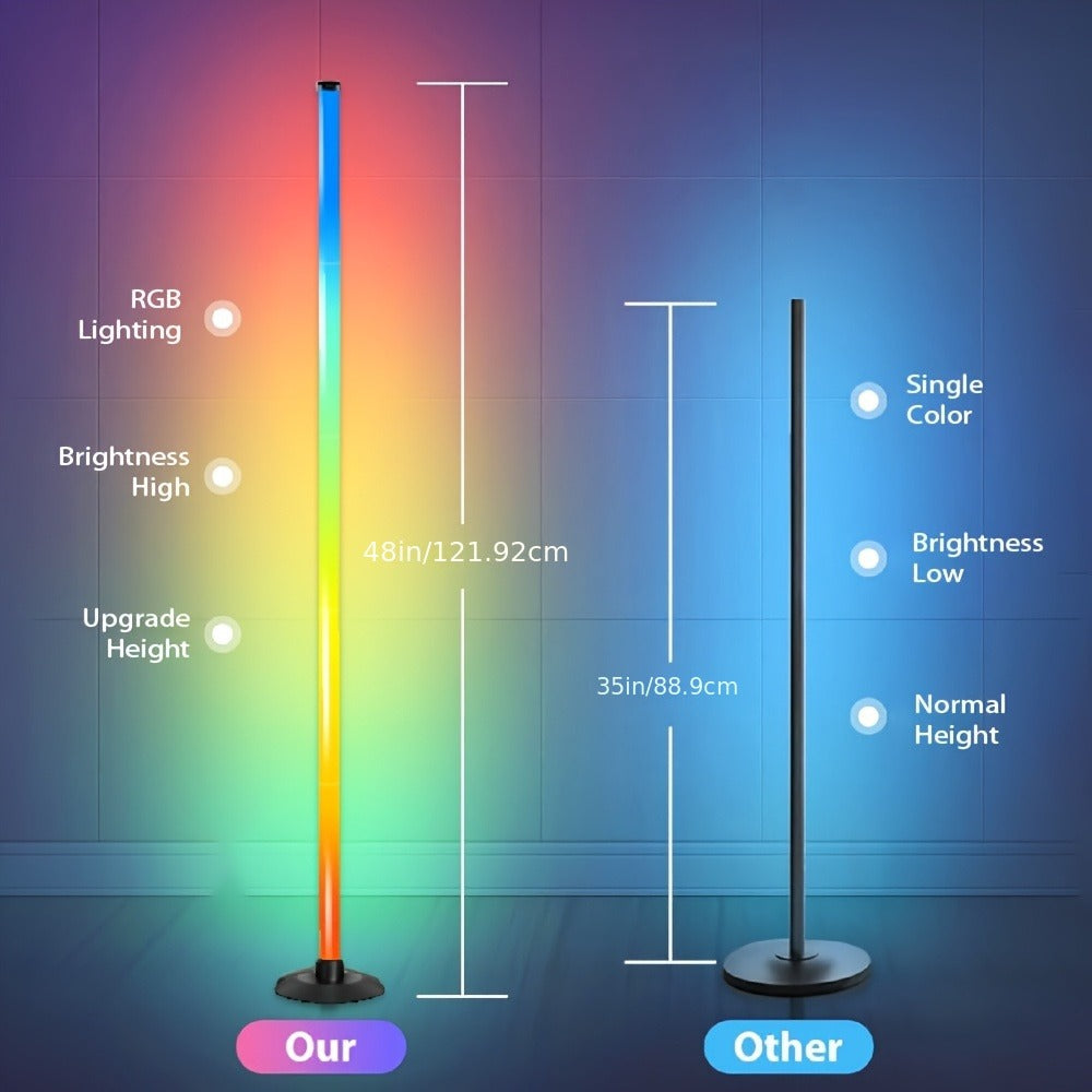 RGB Floor Lamp with Remote Control USB Powered | Color Changing LED Corner Lamp with Adjustable Brightness ¨C Modern Space-Themed Ambient Light for Living Room & Bedroom