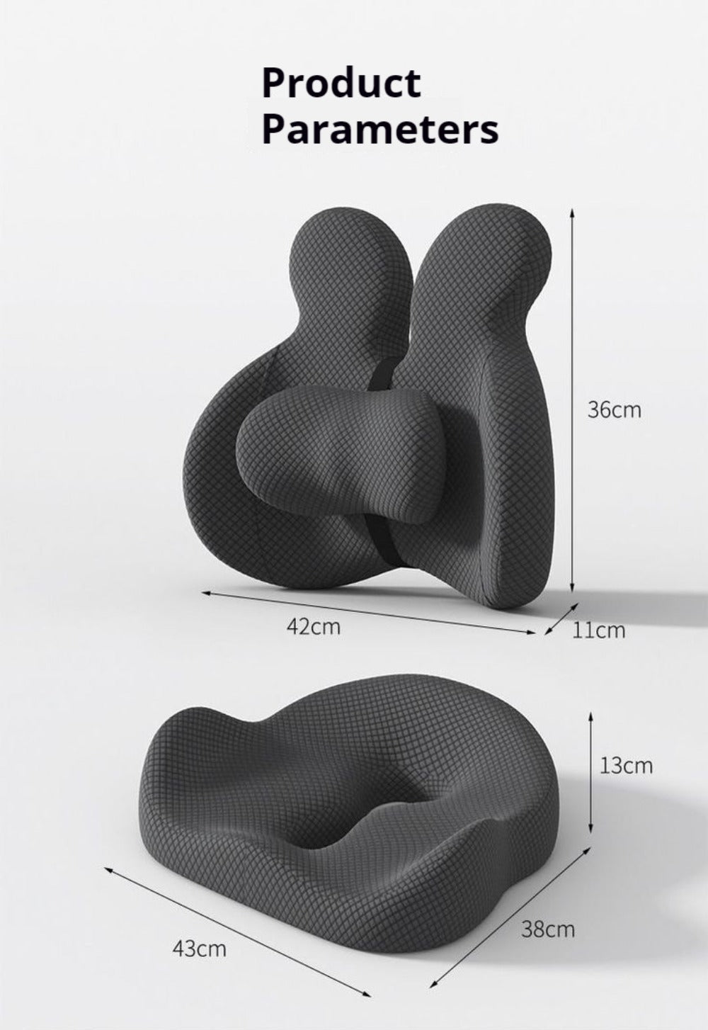 Lumbar Support Cushion & Seat Cushion Set ¨C Ergonomic Office Chair Pillow for Lower Back Pain Relief, Breathable Memory Foam Waist & Hip Support for Home, Car & Desk Chair