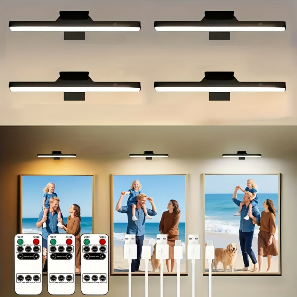 Picture Lights for Wall Battery Operated Rechargeable | Cordless LED Wall Sconce with Remote & 3 Color Temperatures ¨C Art Light for Painting, Frame, Gallery & Dartboard, Black