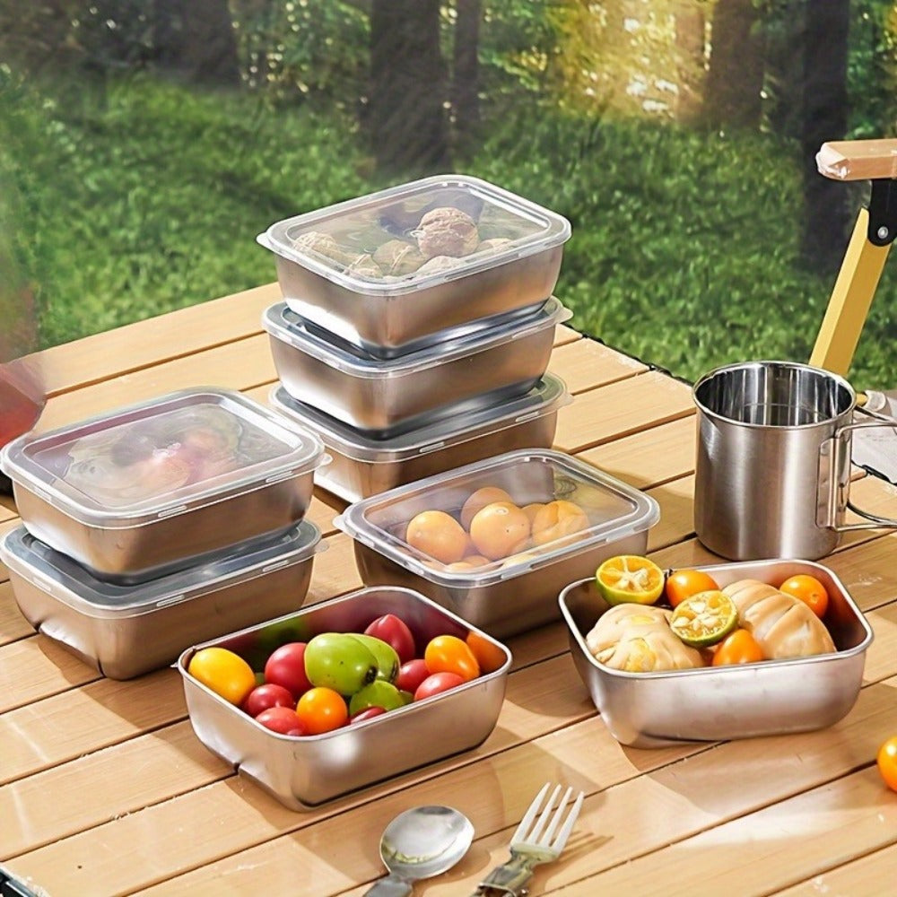 Stainless Steel Food Storage Containers with Lids Set - Meal Prep Lunch Box, Refrigerator & Kitchen Organizer, Outdoor Picnic Bento Box