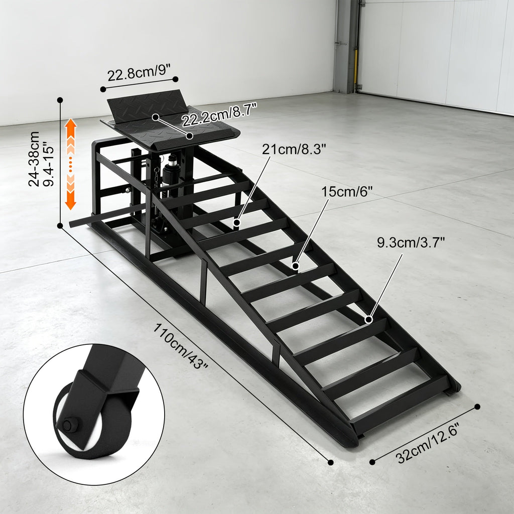 Hydraulic Car Ramps 2-Pack 5T 11050 Lbs High Lift Vehicle Wheel Ramps for Oil Change Tire Service with Supporting Crane Foot Pedal Portable DIY Auto Shop Truck SUV
