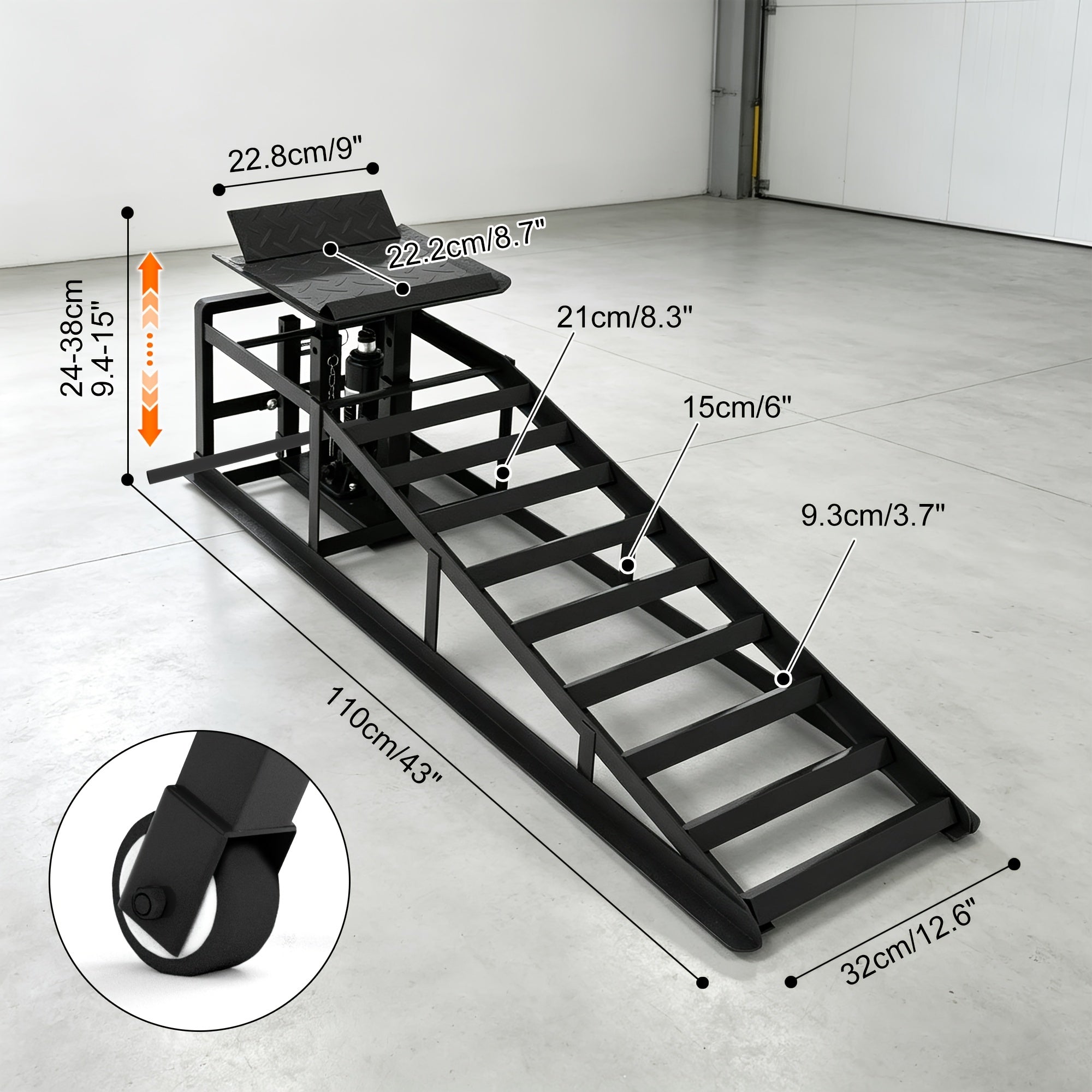 Hydraulic Car Ramps 2-Pack 5T 11050 Lbs High Lift Vehicle Wheel Ramps for Oil Change Tire Service with Supporting Crane Foot Pedal Portable DIY Auto Shop Truck SUV
