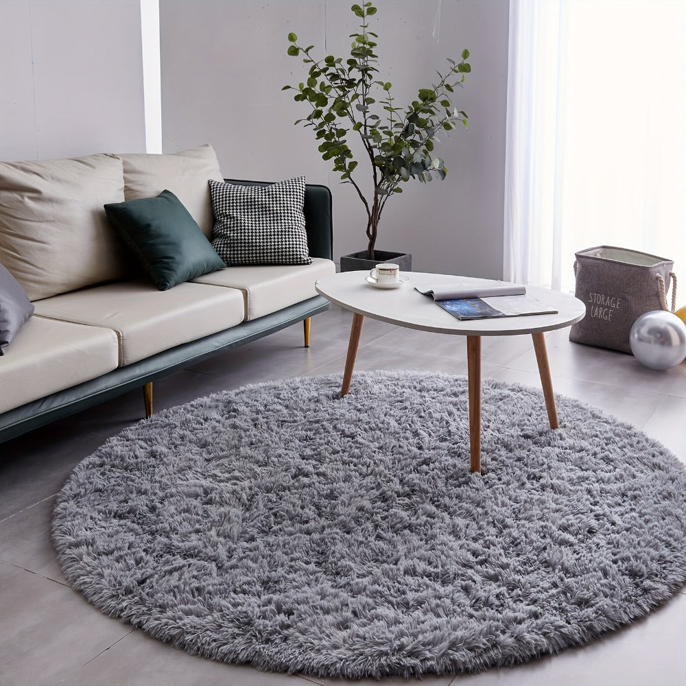 Round Shaggy Plush Rug ¨C Soft Fluffy Circular Carpet for Bedroom & Living Room, Easy Clean