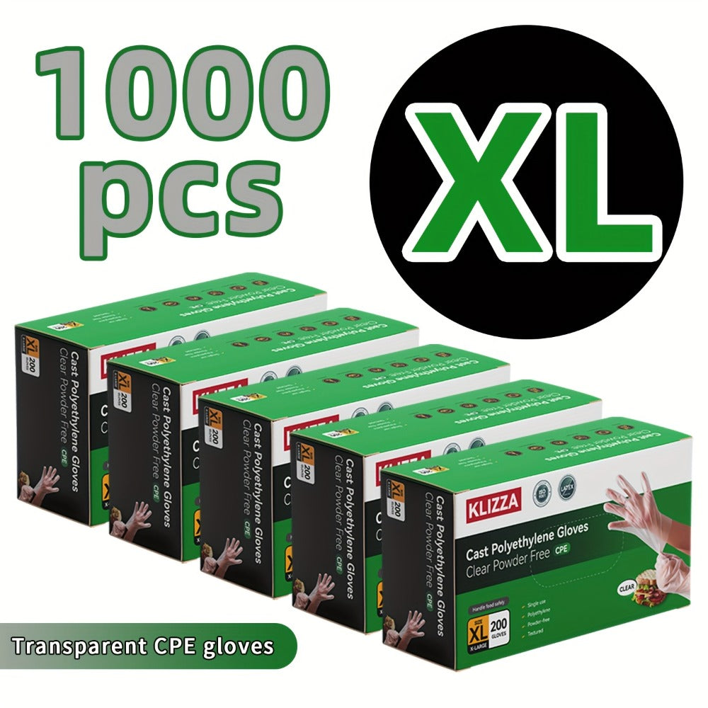 Clear Poly Disposable Gloves 200/1000PCS Oil Resistant Food Safe Cooking Cleaning Gloves S M XL